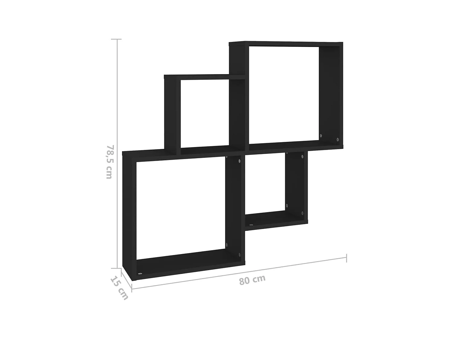 Étagère murale cube Noir 80x15x78,5 cm Bois d’ingénierie