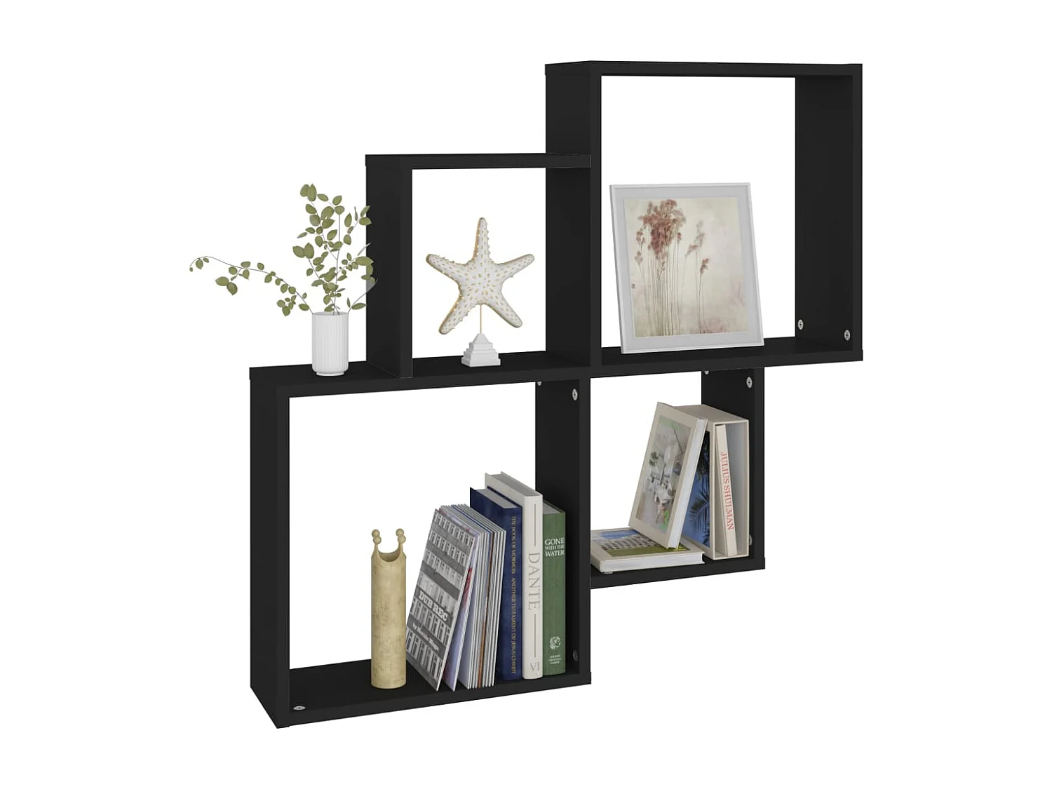 Étagère murale cube Noir 80x15x78,5 cm Bois d’ingénierie