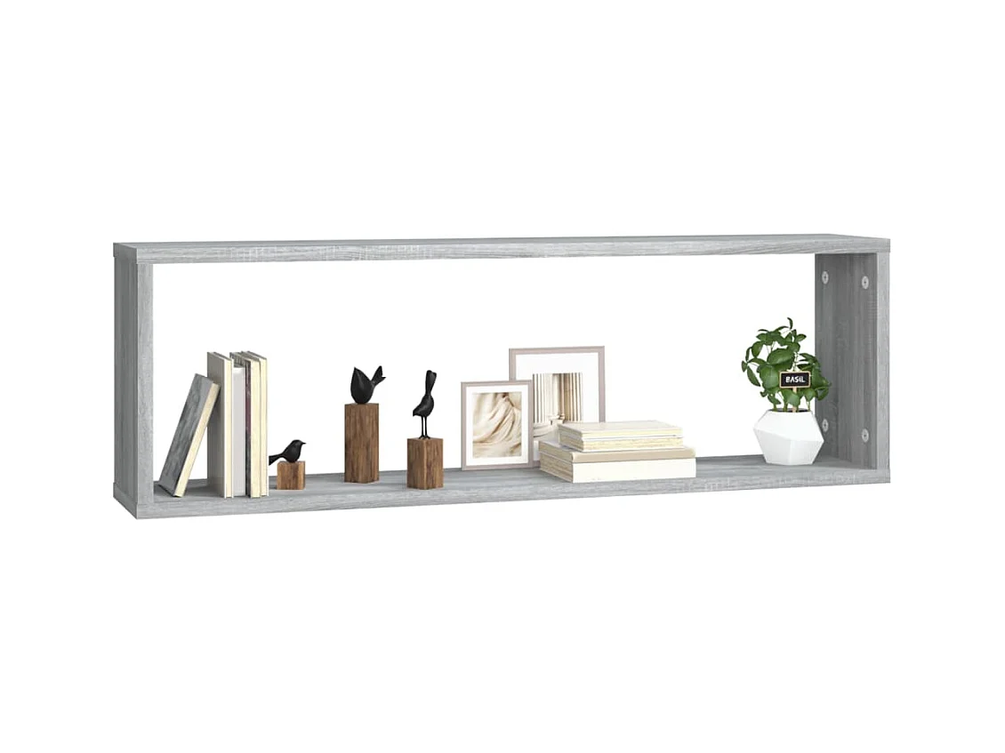 2-delige kubusvormige wandplanken Sonoma grijs 80x15x26,5 cm