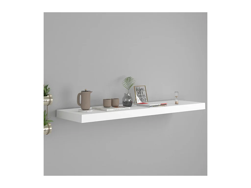 Mensola da parete sospesa bianca 90x23,5x3,8 cm MDF