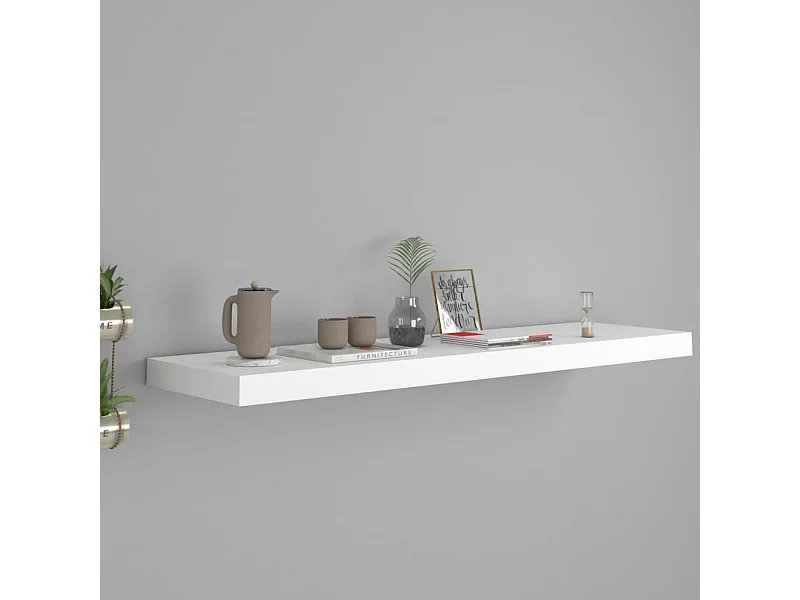 Étagère murale flottante blanc 90x23,5x3,8 cm MDF