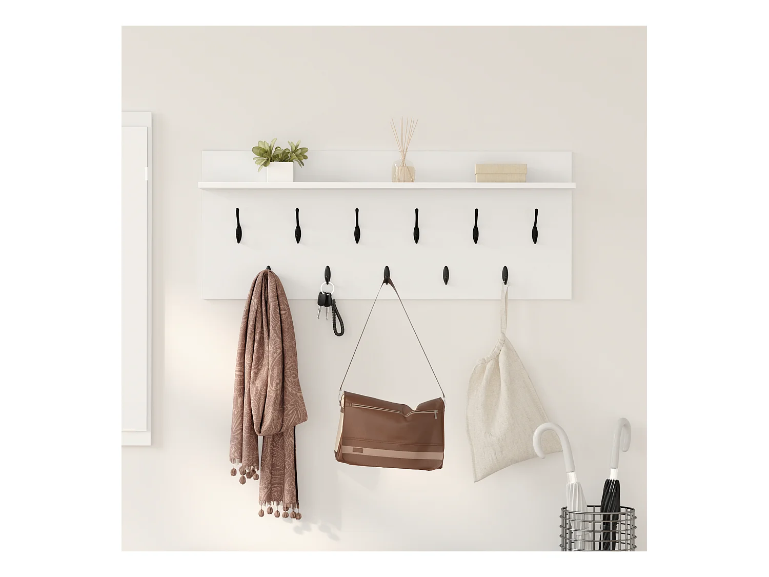 Appendiabiti da parete Bianco 100 x 40 x 12 cm Legno ingegnerizzato