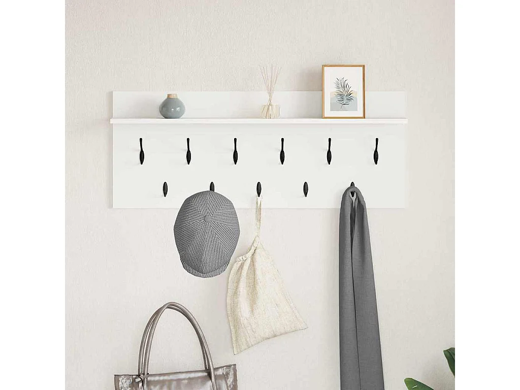 Porte-manteau mural Blanc 100 x 40 x 12 cm Bois d'ingénierie