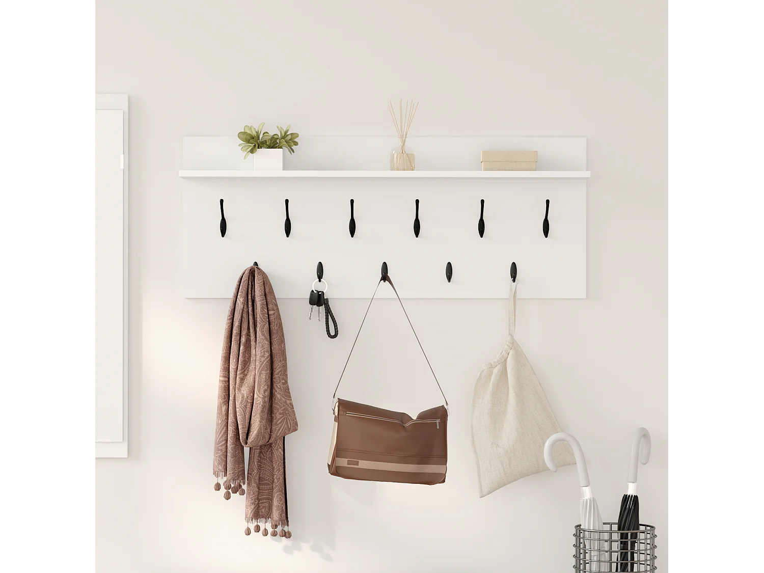 Porte-manteau mural Blanc 100 x 40 x 12 cm Bois d'ingénierie