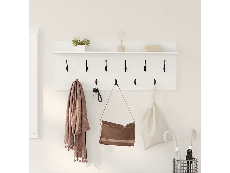 Porte-manteau mural Blanc 100 x 40 x 12 cm Bois d'ingénierie