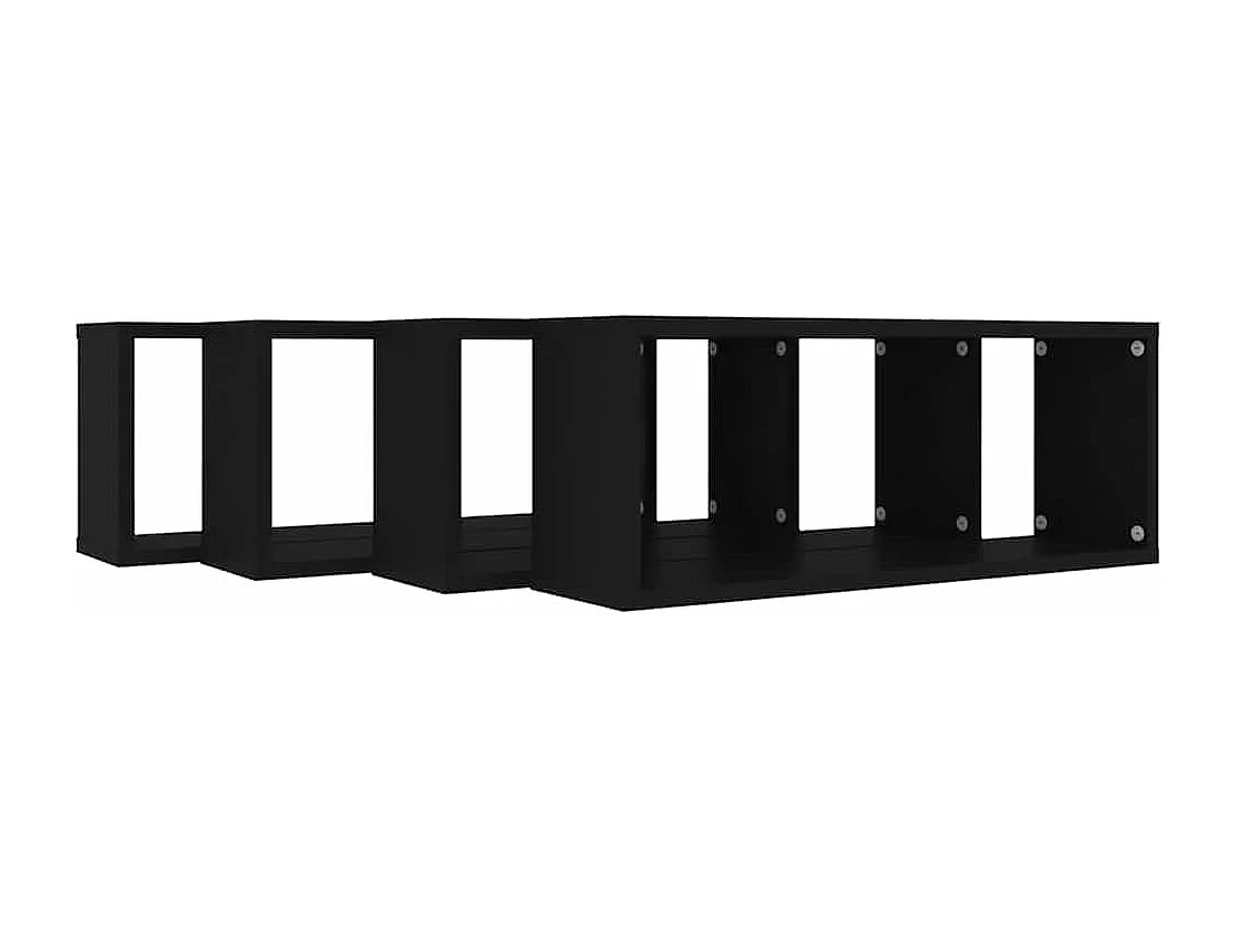 Étagères murales cube 4 pcs Noir 60x15x23 cm Bois d’ingénierie