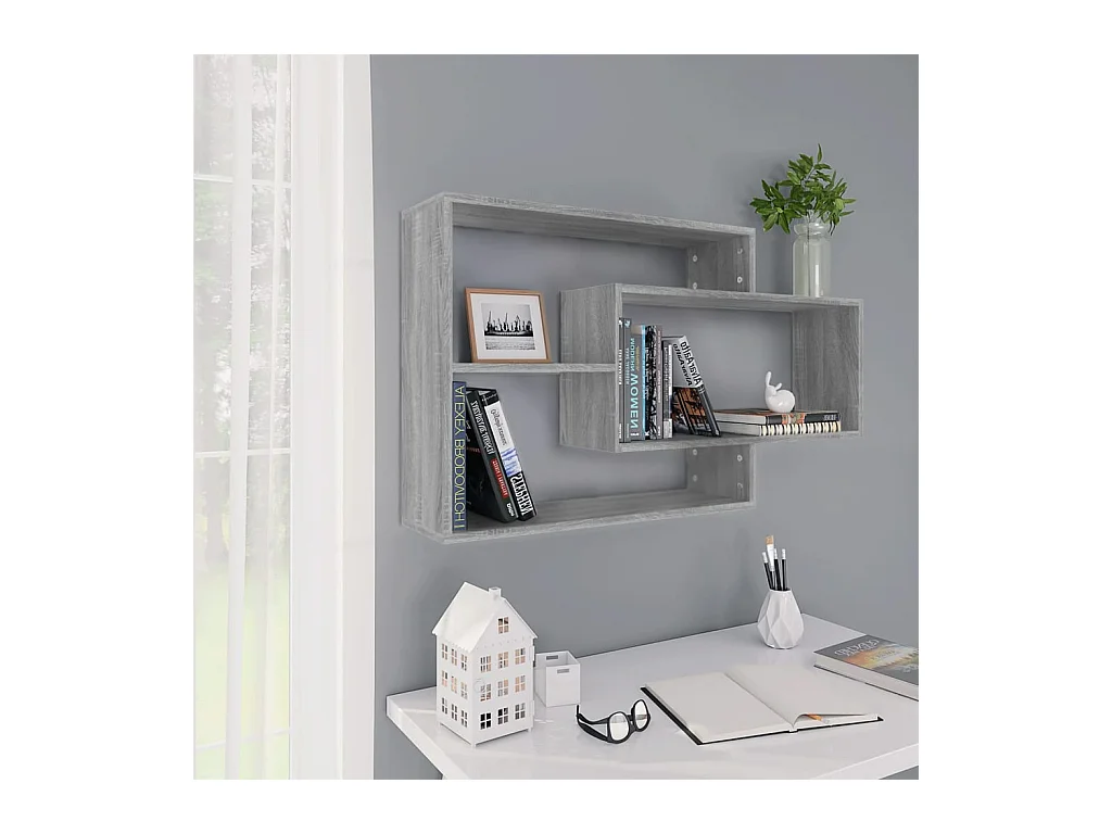 Étagère murale Sonoma gris 104x20x58,5 cm Bois d'ingénierie