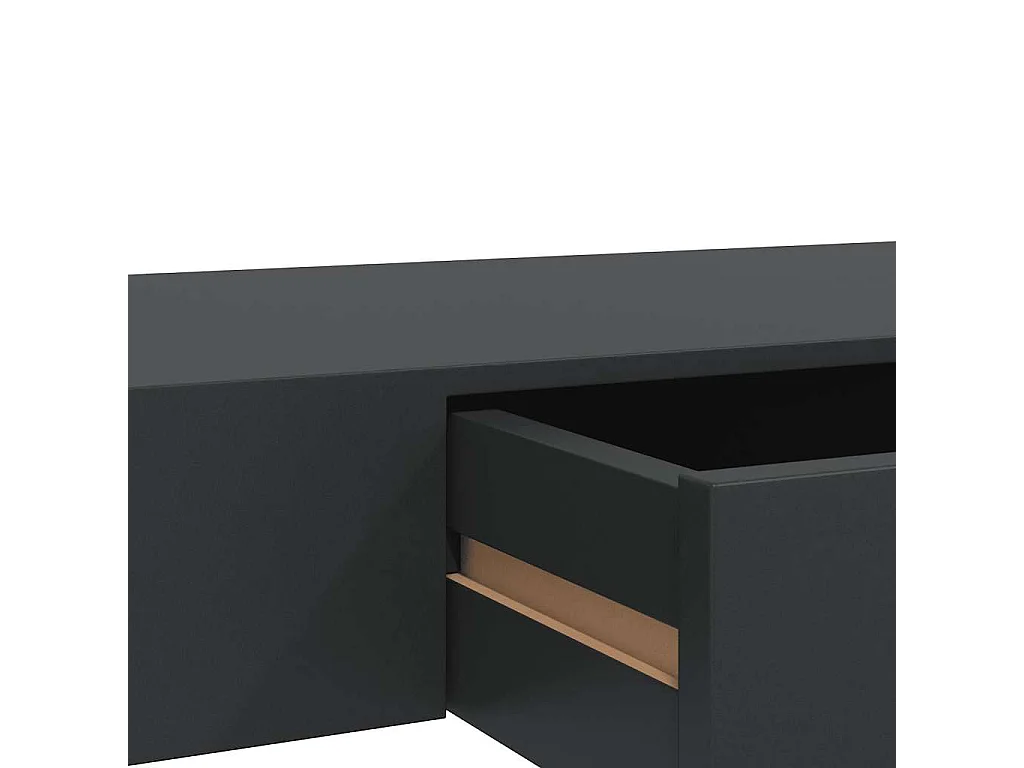 Mensola da parete sospesa con cassetto Nero 80x25x8 cm