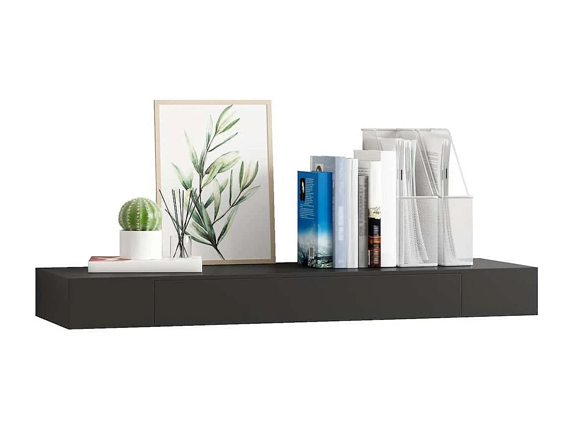 Étagère murale flottante avec tiroir Noir 80x25x8 cm