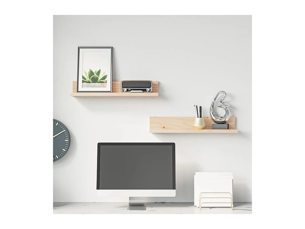 Mensole da parete 2 pz 50x11x9 cm Legno massello di pino