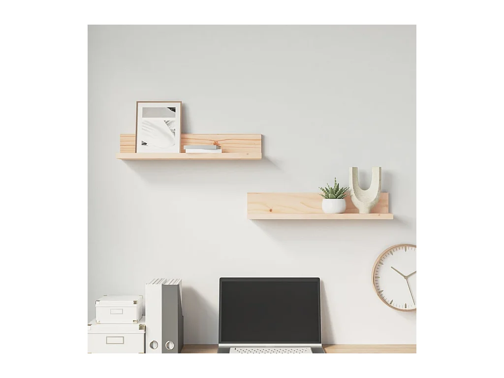 Mensole da parete 2 pz 50x11x9 cm Legno massello di pino