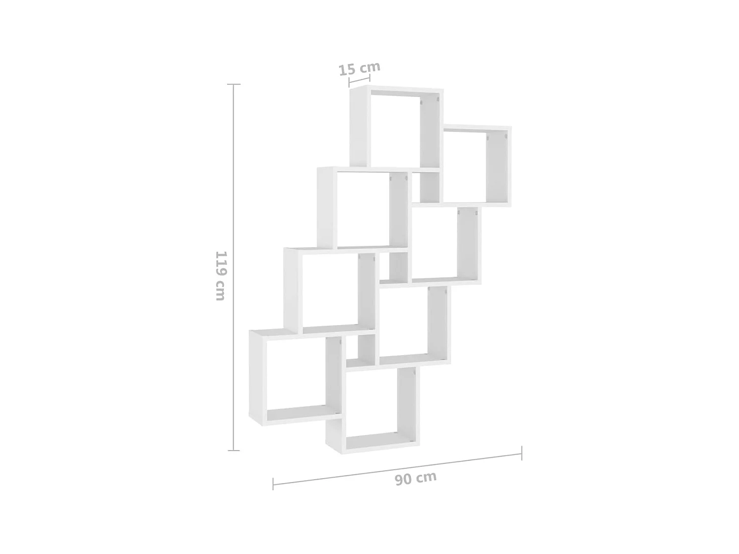 Mensola da parete a cubo bianco 90x15x119 cm in legno ingegnerizzato