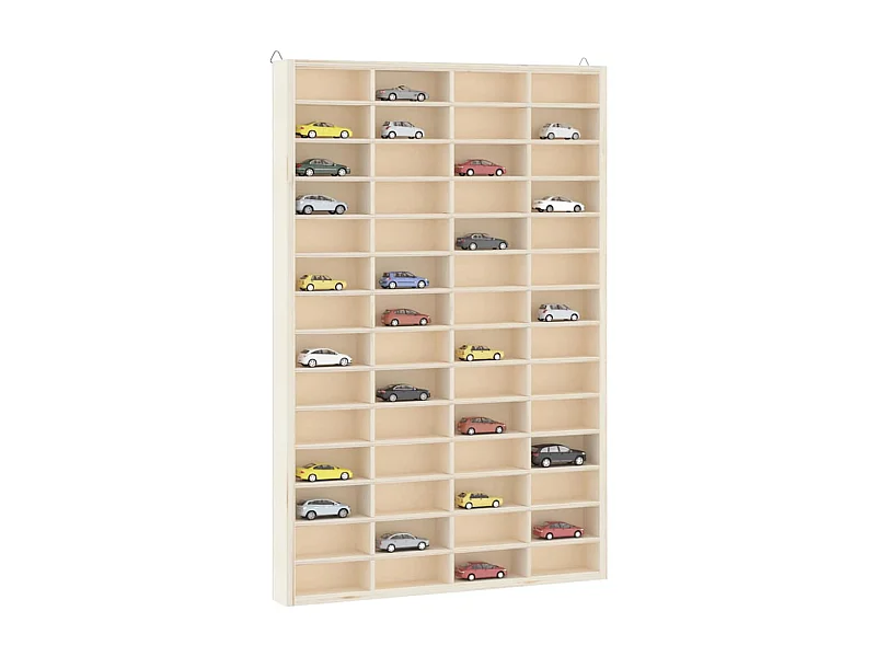 Houten collectie vitrine met 56 vakken