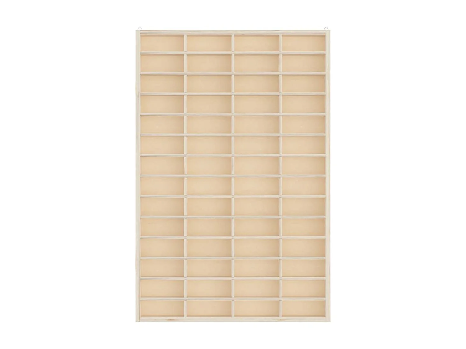 Houten collectie vitrine met 56 vakken