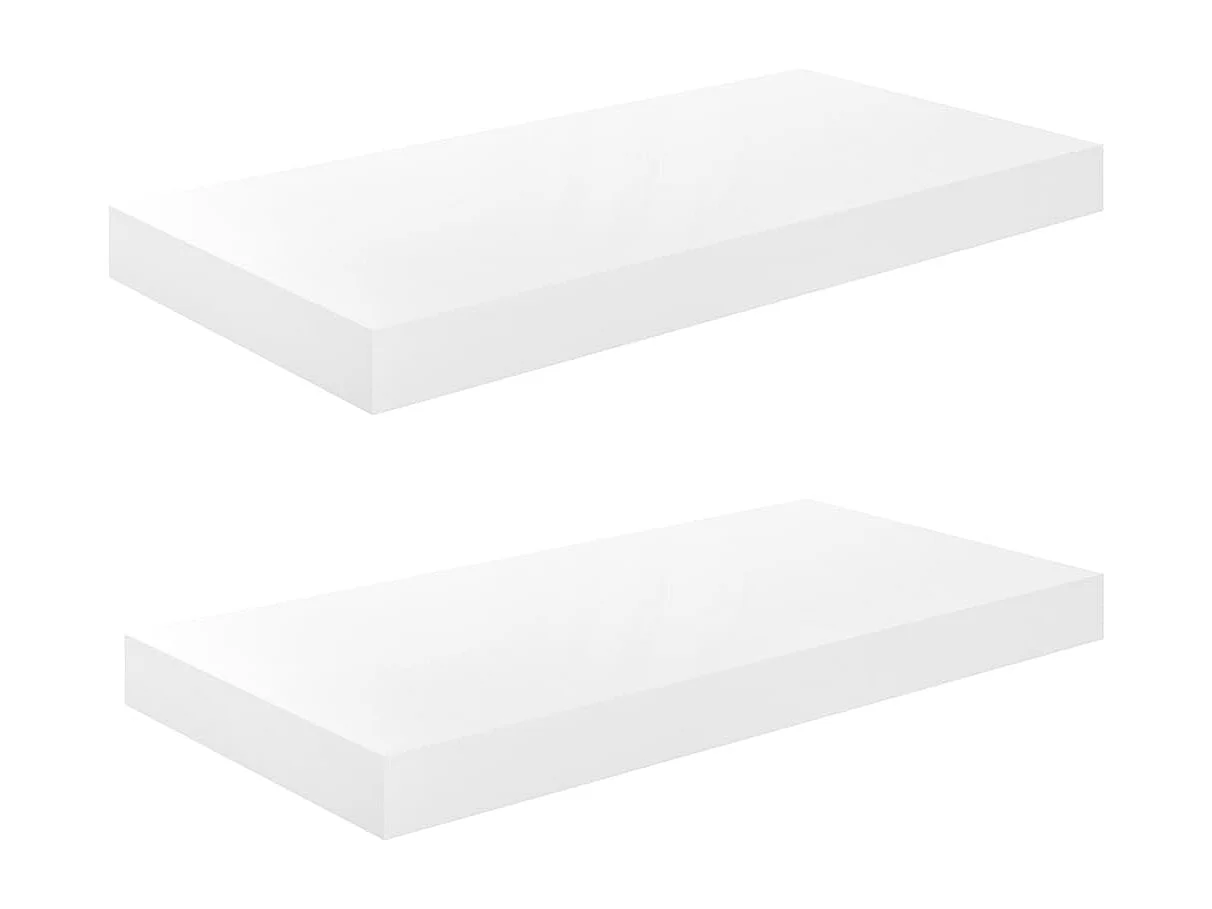 Étagère murale flottante 2 pcs Blanc brillant 50x23x3,8 cm MDF