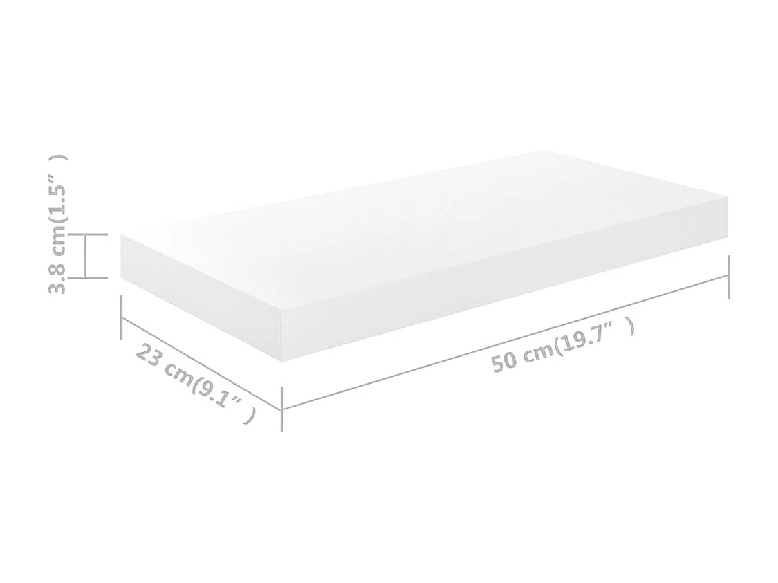 Étagère murale flottante 2 pcs Blanc brillant 50x23x3,8 cm MDF