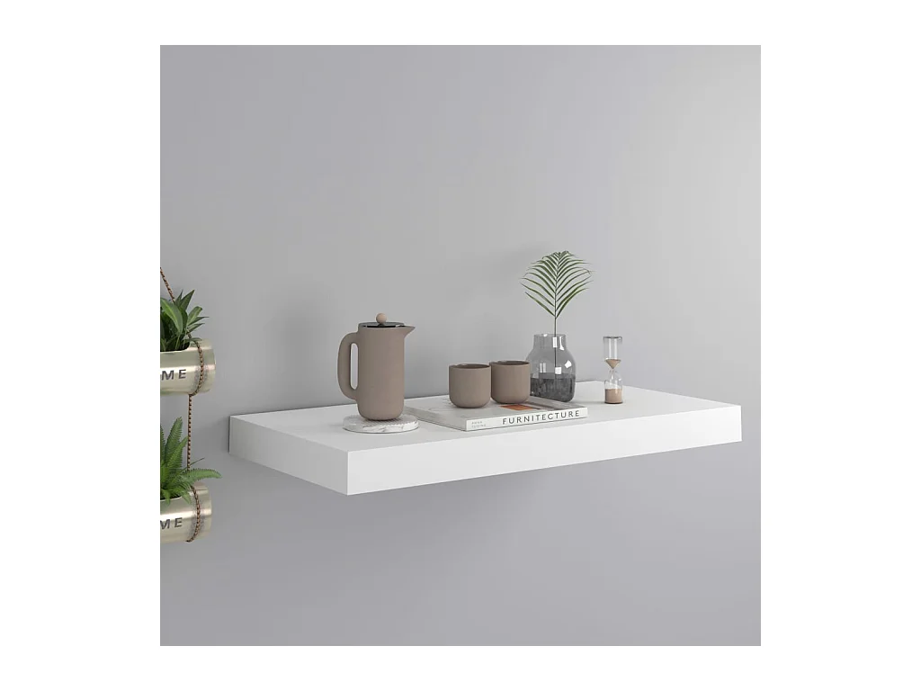 Mensola da parete sospesa bianca 50x23x3,8 cm MDF