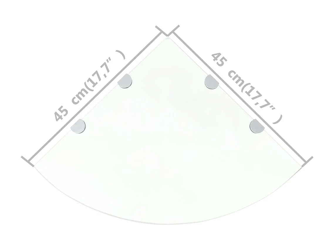 Étagères d'angle 2 pcs et supports Verre Transparent 45x45 cm