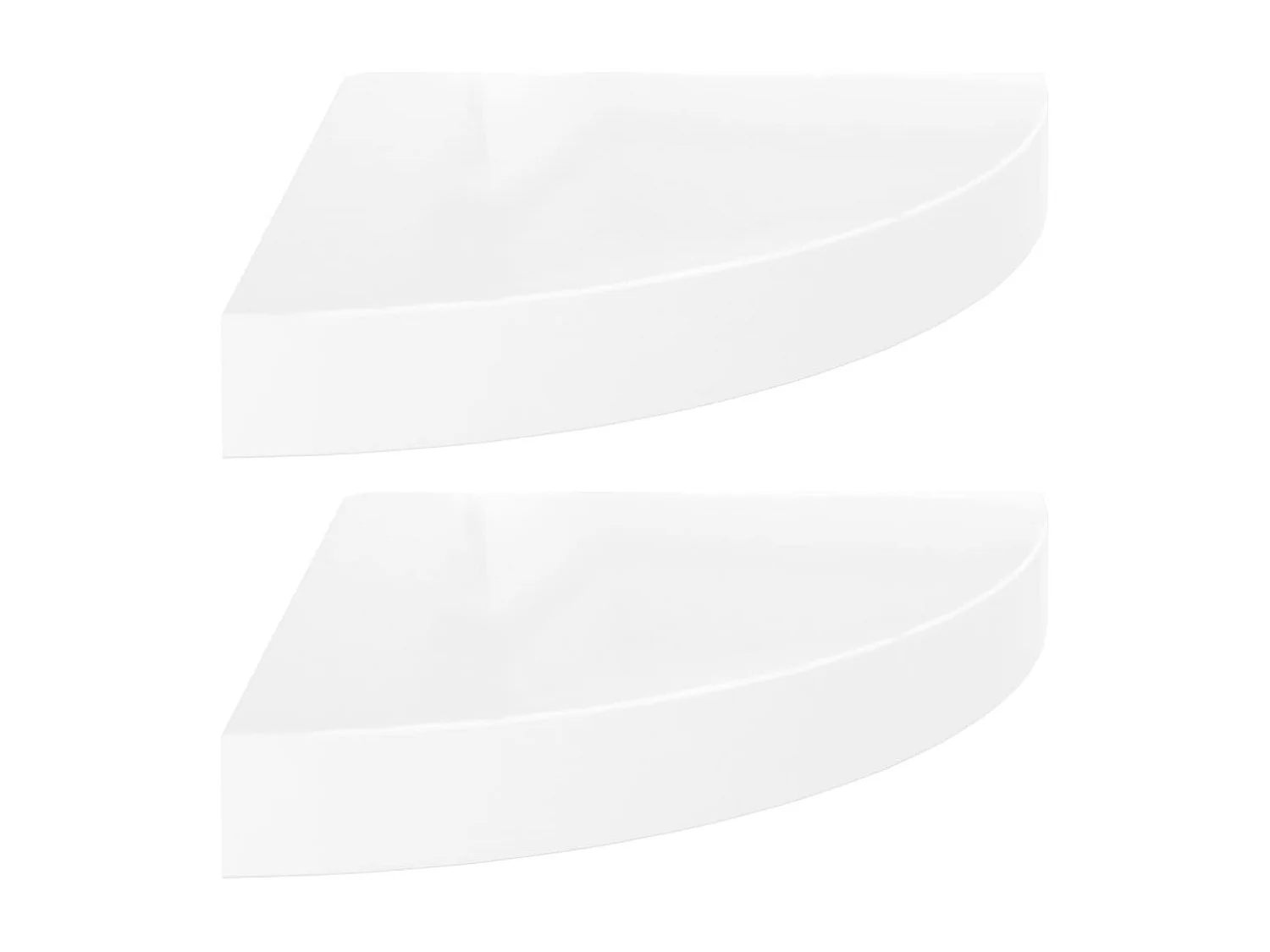 Mensole angolari sospese 2 pezzi Bianco lucido 25x25x3,8 cm MDF