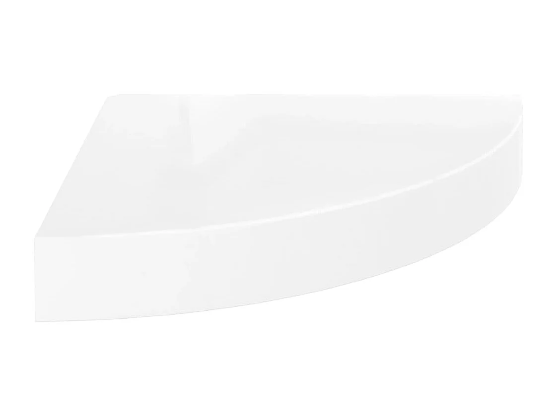 Étagères d'angle flottantes 2pcs blanc brillant 25x25x3,8cm MDF