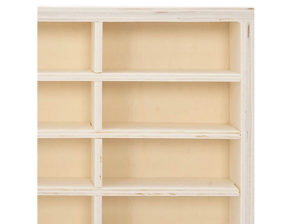 Houten collectie vitrine met 80 vakken