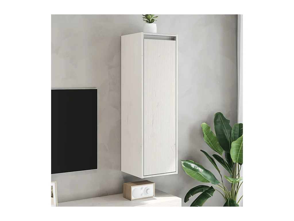 Pensili 2 pz Bianco 30x30x100 cm Legno massello di pino