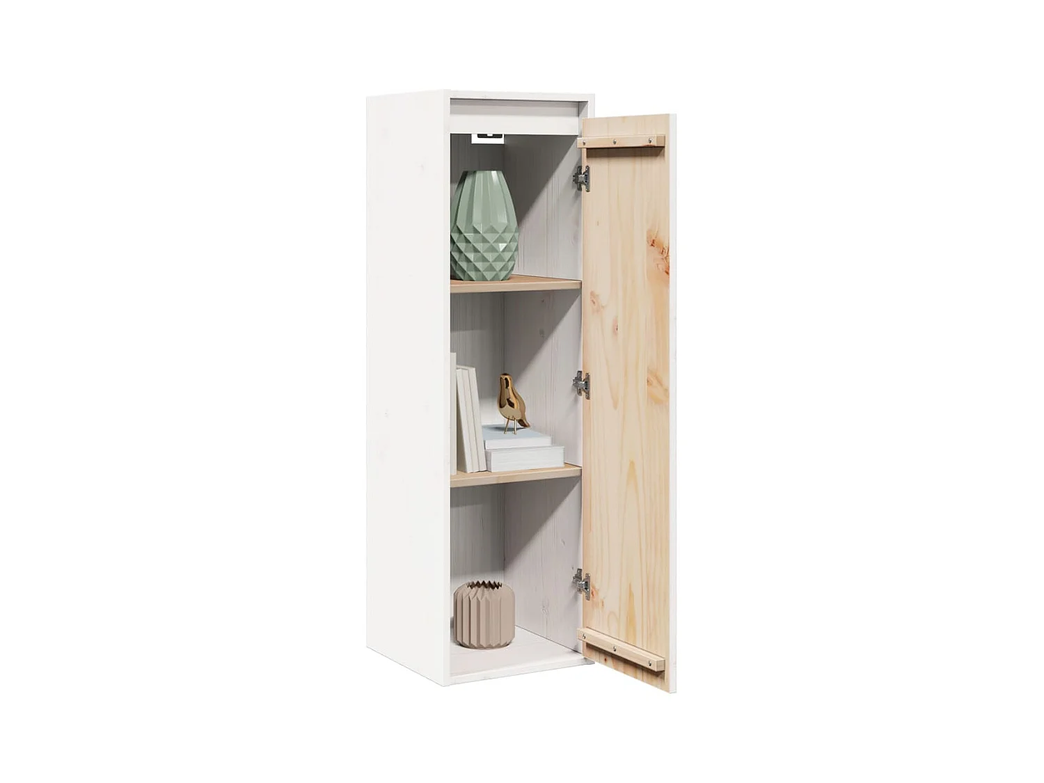 Pensili 2 pz Bianco 30x30x100 cm Legno massello di pino