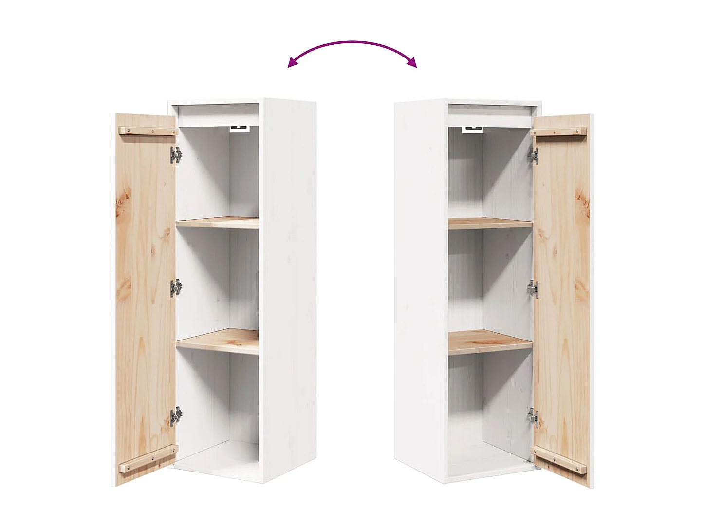 Pensili 2 pz Bianco 30x30x100 cm Legno massello di pino