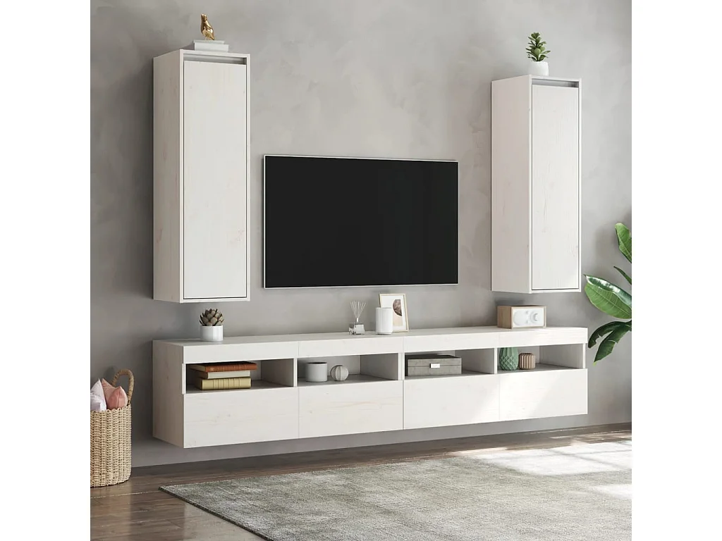 Armoires murales 2 pcs Blanc 30x30x100 cm Bois de pin massif