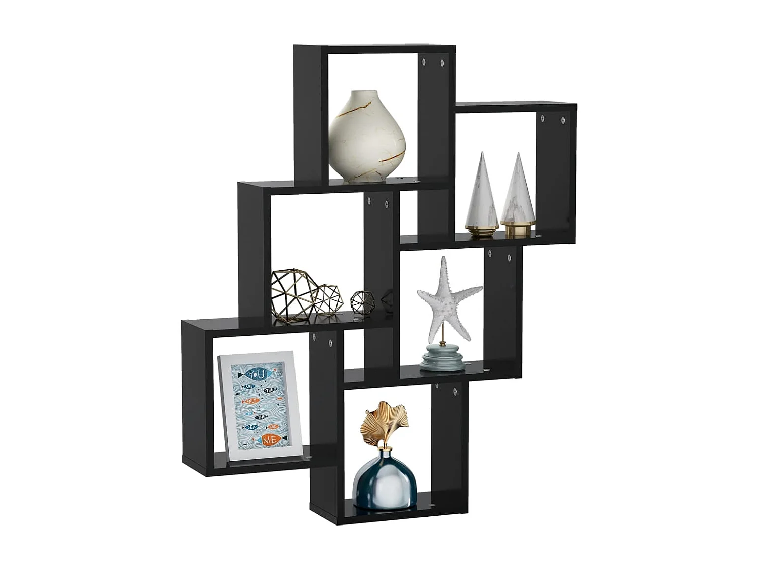 Étagère murale cube Noir 78x15x93 cm Bois d’ingénierie