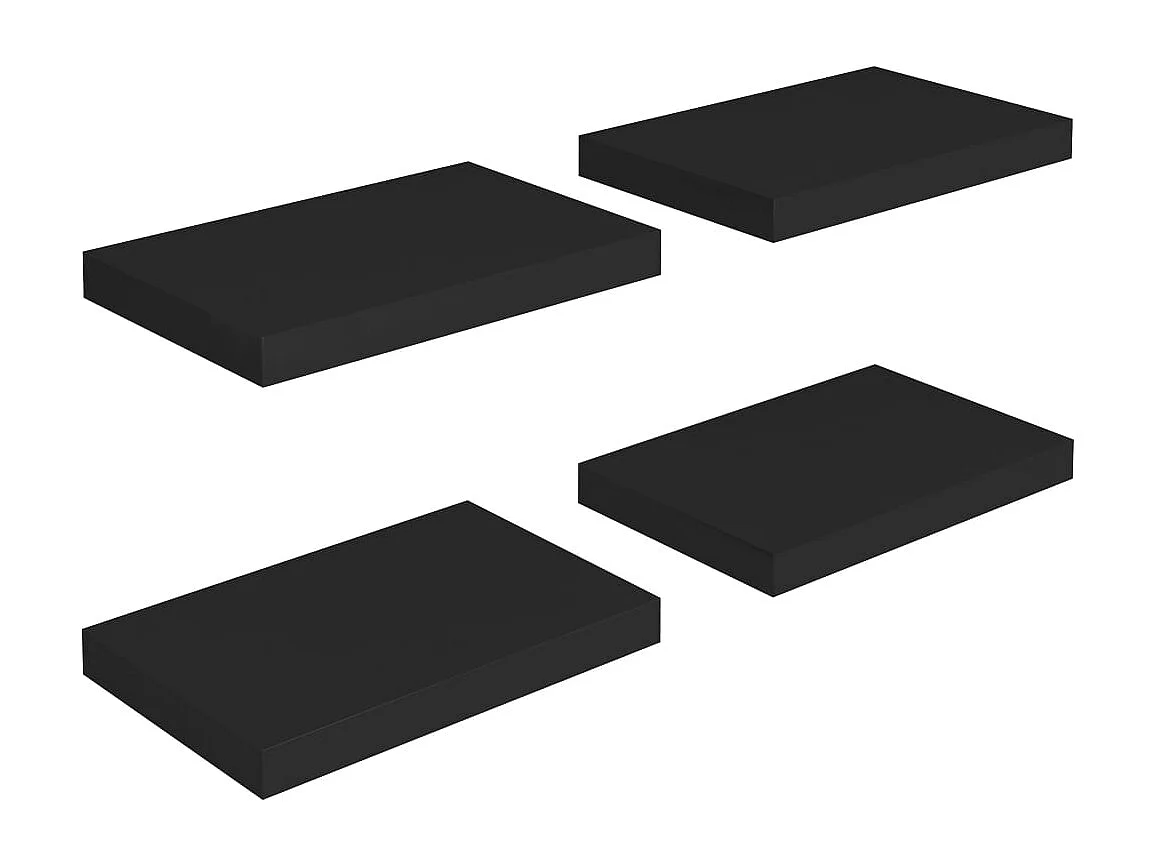Mensole da parete sospese 4 pezzi nere 40x23x3,8 cm MDF