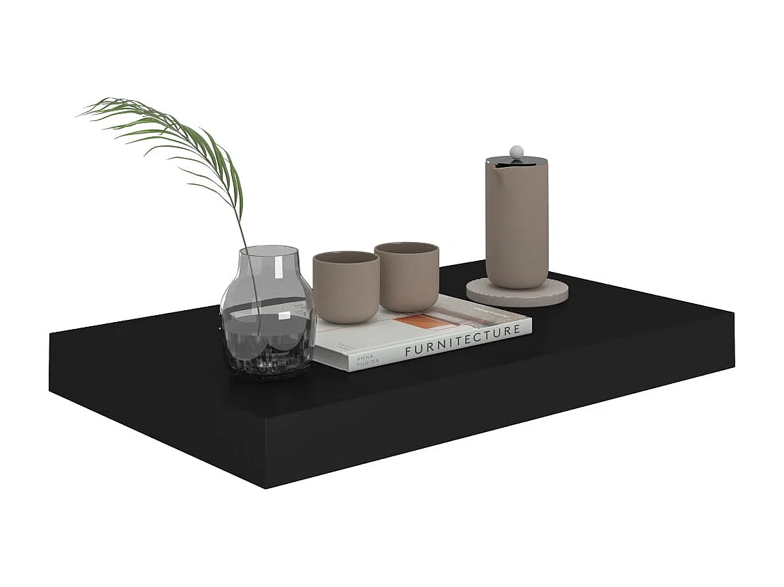 Étagères murales flottantes 4 pcs noir 40x23x3,8 cm MDF