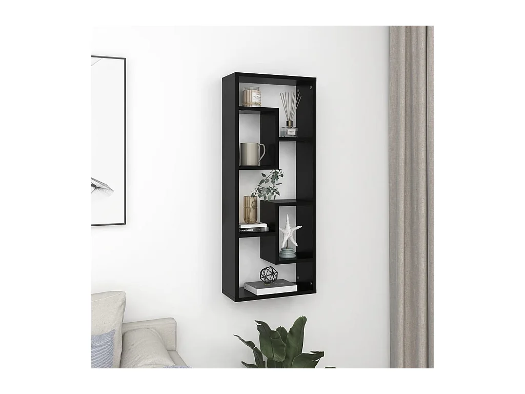 Mensola da parete nera 36x16x90 cm in legno ingegnerizzato