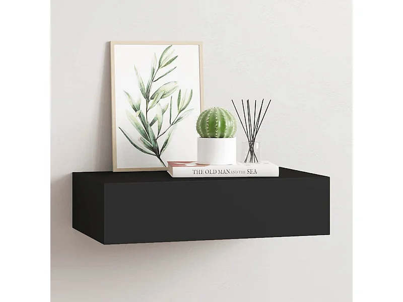 Étagère à tiroir murale noir 40x23,5x10 cm MDF