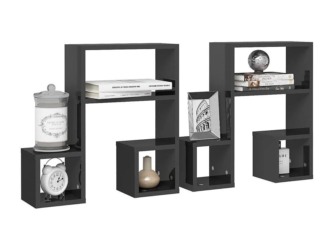 Étagères murales 2 pcs gris brillant 50x15x50cm bois ingénierie