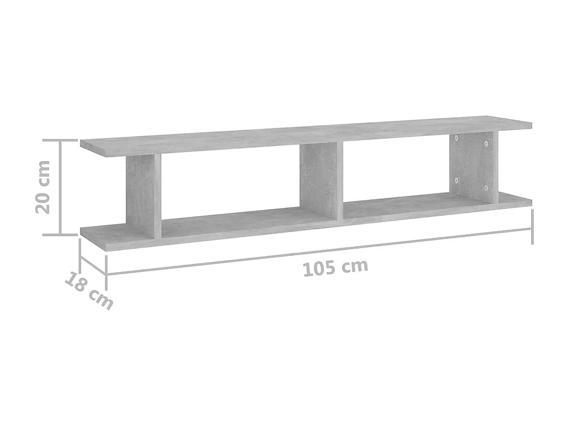 Estantes de pared 2 uds Gris hormigón 105x18x20cm madera de ingeniería