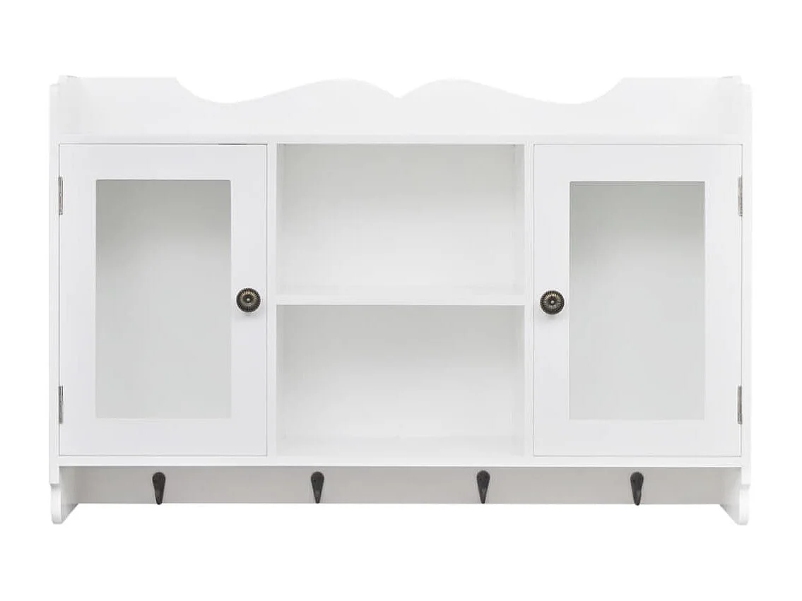 Vitrine murale avec étagère de Livre / DVD / Verre en MDF Blanc