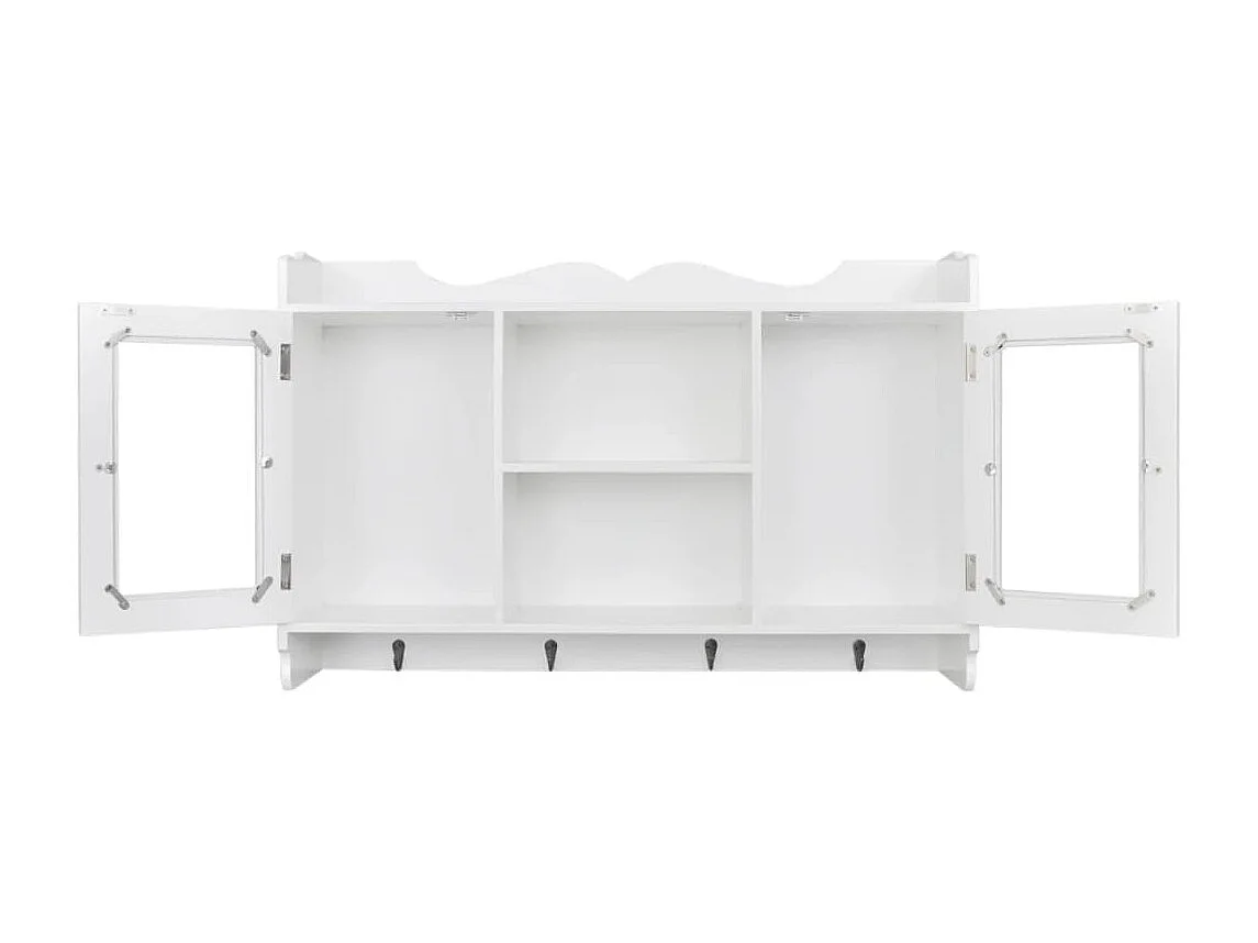 Vitrine murale avec étagère de Livre / DVD / Verre en MDF Blanc