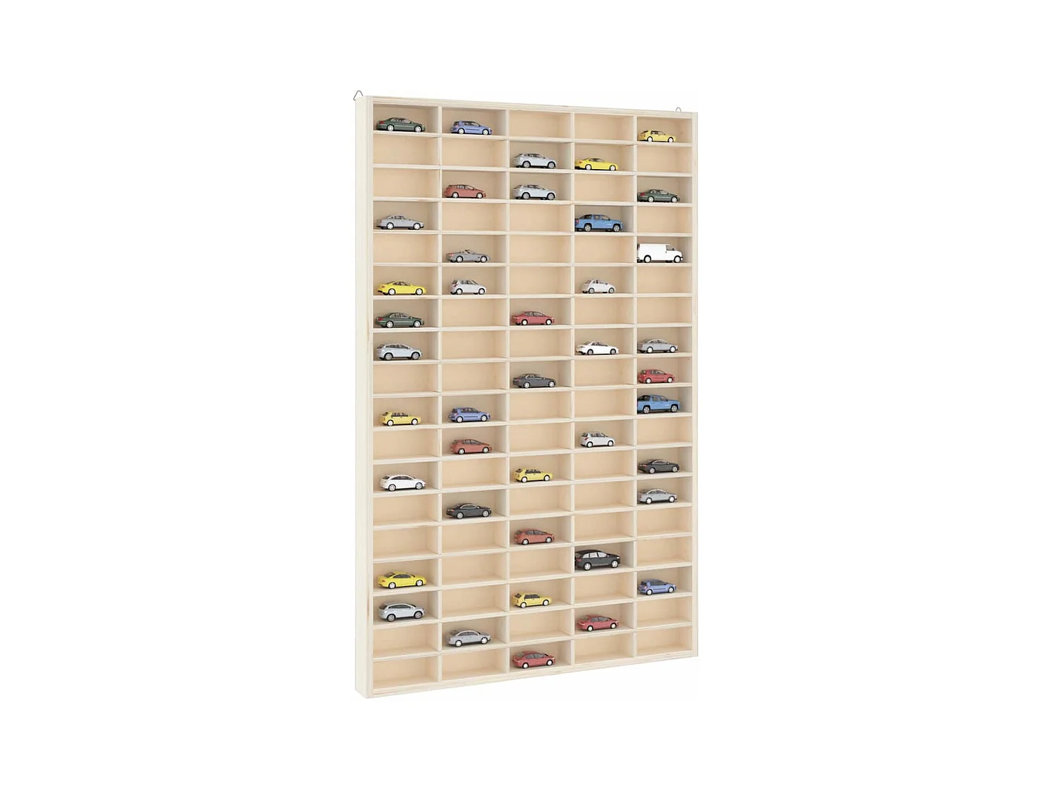 Vitrina de colección de madera con 90 compartimentos