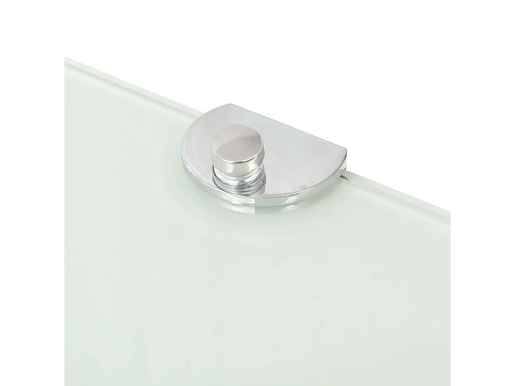 Étagères d'angle 2 pcs et supports chromés Verre Blanc 25x25 cm