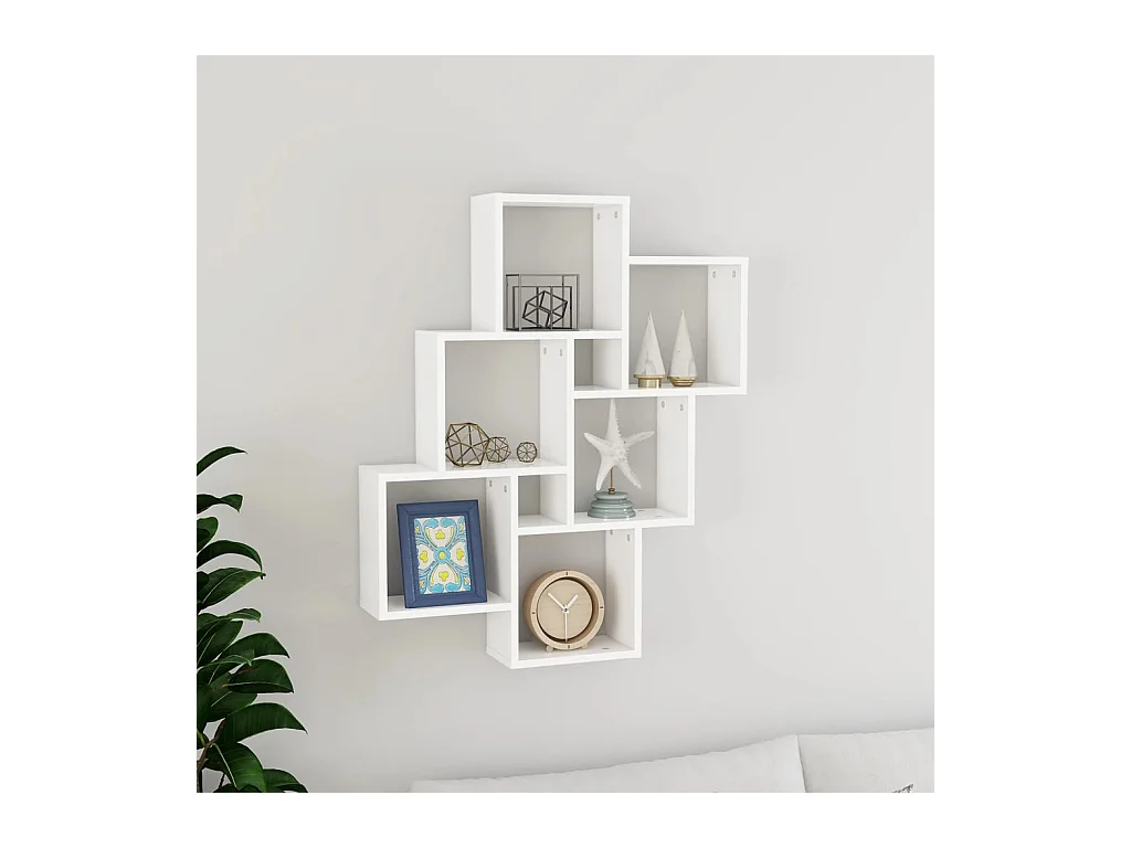 Mensola da parete a cubo bianco 78x15x93 cm in legno ingegnerizzato