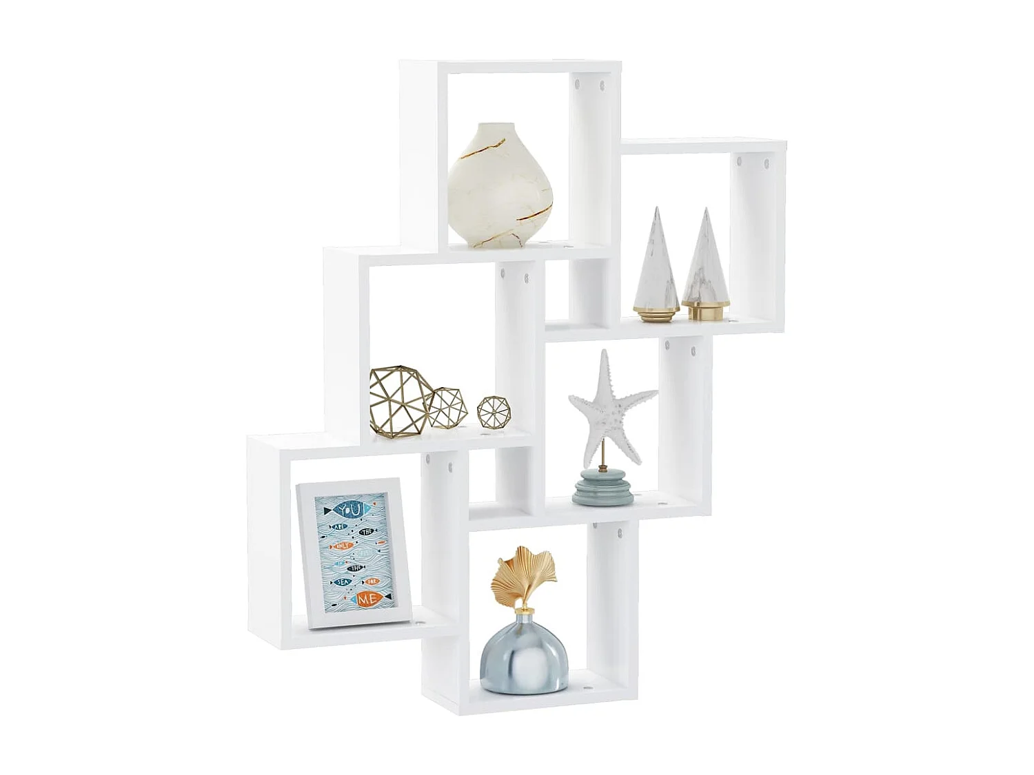 Mensola da parete a cubo bianco 78x15x93 cm in legno ingegnerizzato