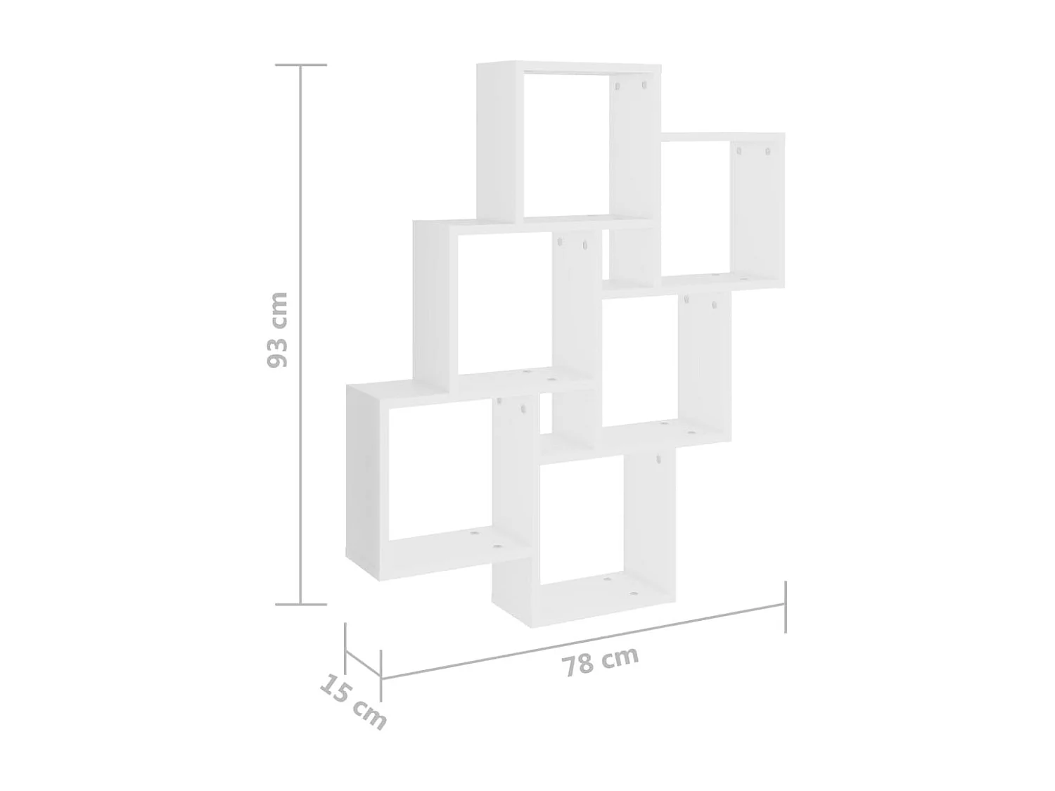 Mensola da parete a cubo bianco 78x15x93 cm in legno ingegnerizzato