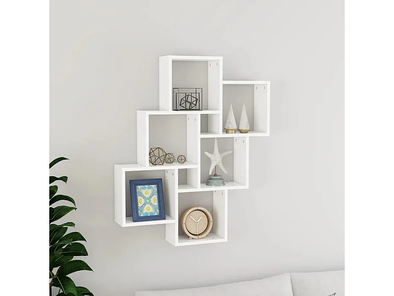 Étagère murale cube Blanc 78x15x93 cm Bois d’ingénierie