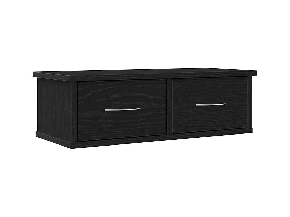 Mensola a muro con cassetto in rovere nero 60x26x18,5 cm in legno ingegnerizzato