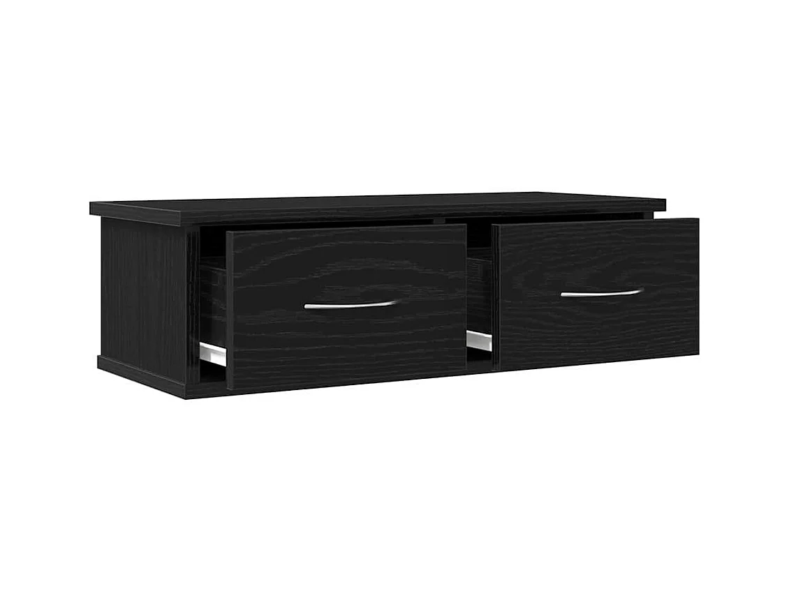 Mensola a muro con cassetto in rovere nero 60x26x18,5 cm in legno ingegnerizzato