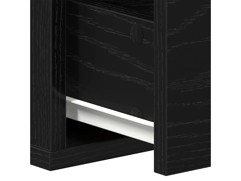 Zwarte eikenhouten wandladekast 60x26x18,5 cm, bewerkt hout