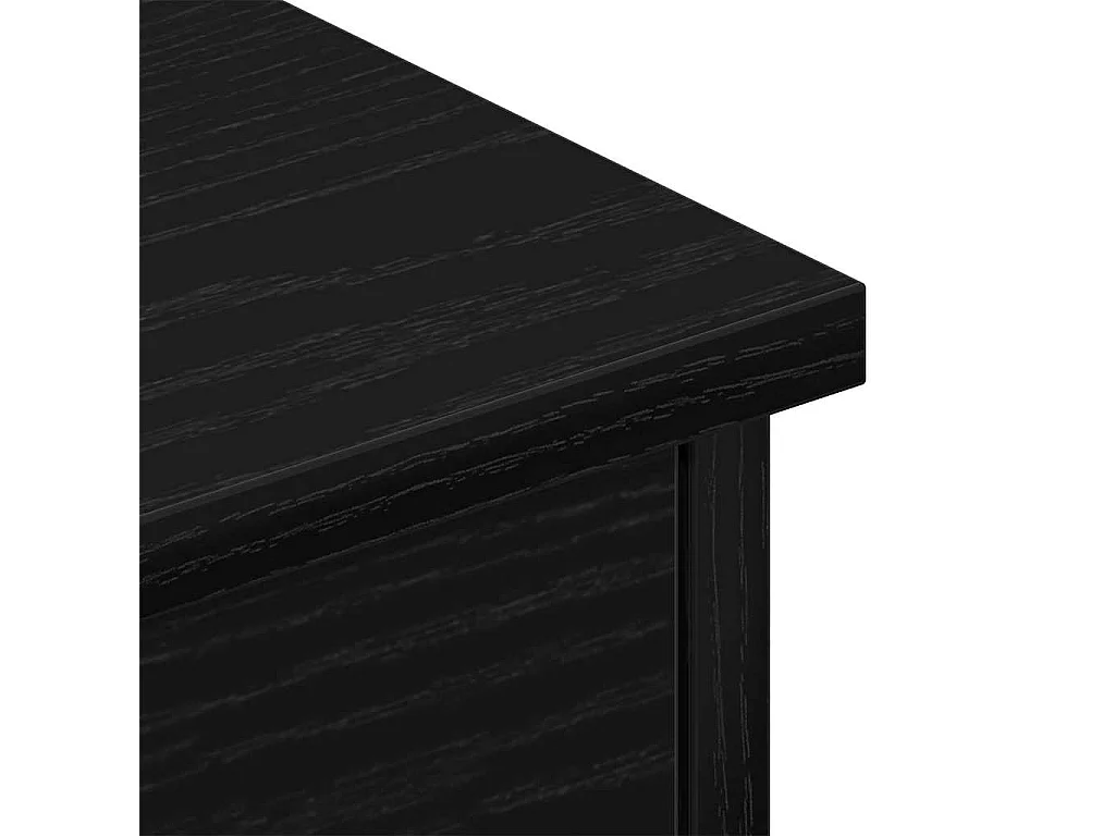Zwarte eikenhouten wandladekast 60x26x18,5 cm, bewerkt hout
