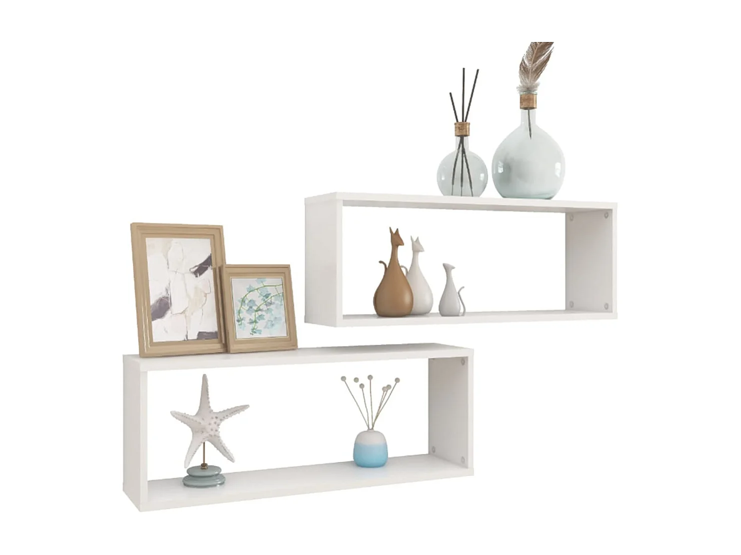 Mensole da parete a cubo 2 pezzi Bianco 60x15x23 cm Legno ingegnerizzato