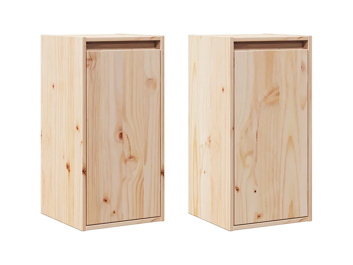 Wandkasten 2 stuks 30x30x60 cm Massief grenenhout